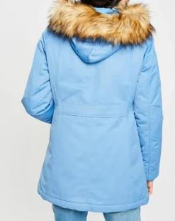 Parka Thermor à capuche fausse fourrure bleue