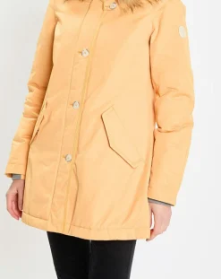 Parka Thermor à capuche fausse fourrure jaune