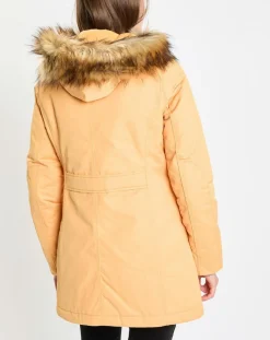 Parka Thermor à capuche fausse fourrure jaune