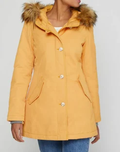 Parka Thermor à capuche fausse fourrure jaune