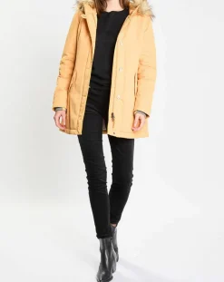 Parka Thermor à capuche fausse fourrure jaune