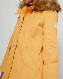 Parka Thermor à capuche fausse fourrure jaune