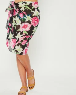 Paréo/Étole Lily en Voile de coton noir - 130x68 cm