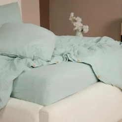 Parure de Couette 3 pcs 100% Gaze de Coton Lavé vert givrée