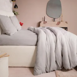 Parure de Couette 3 pcs 100% Gaze de Coton Lavé gris glacier