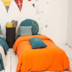 Parure de lit en lin lavé 1 place terracotta 140x200 cm