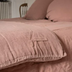 Parure de lit en lin lavé 1 place marron clair 140x200 cm