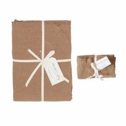 Parure de lit en lin lavé 1 place marron clair 140x200 cm