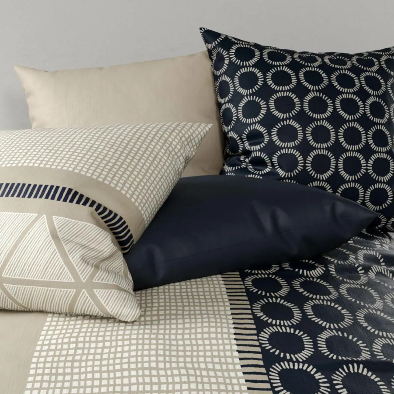 Parure housse de couette réversible Nairobi bleu/beige