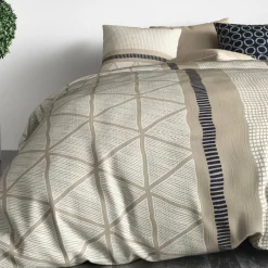 Parure housse de couette réversible Nairobi bleu/beige