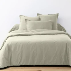 Parure housse de couette unie grège