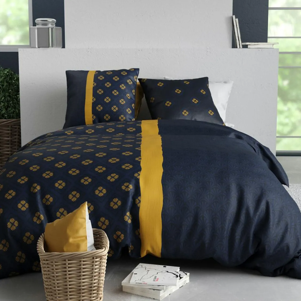 Parure Housse de Couette 3pcs 100%coton 57fils nil