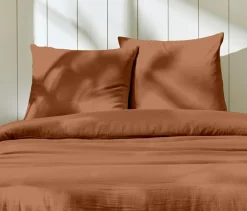 Parure housse de couette 100% Gaze de Coton terre cuite
