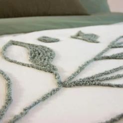 Parure housse de couette Herbier blanc/kaki