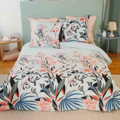 Parure housse de couette Satin de Coton bio Paya bleue