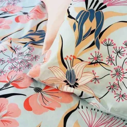 Parure housse de couette Satin de Coton bio Paya bleue