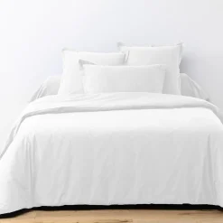Parure housse de couette unie blanche
