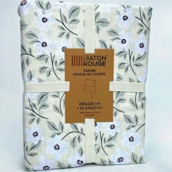 Parure Housse de Couette 100% Gaze de Coton Imprimé Loucile blanche