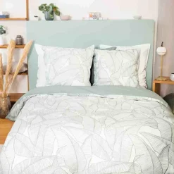 Parure housse de couette Lin & coton Pampelune blanche