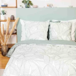 Parure housse de couette Lin & coton Pampelune blanche