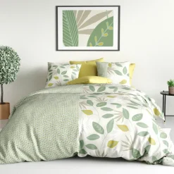 Parure housse de couette Areca verte
