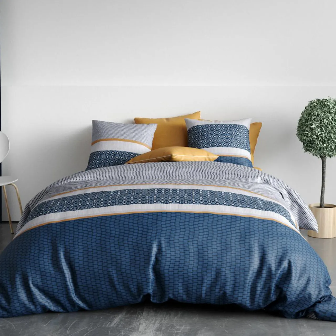 Parure housse de couette Zante bleue