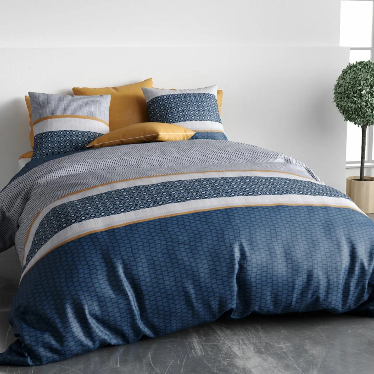 Parure housse de couette Zante bleue