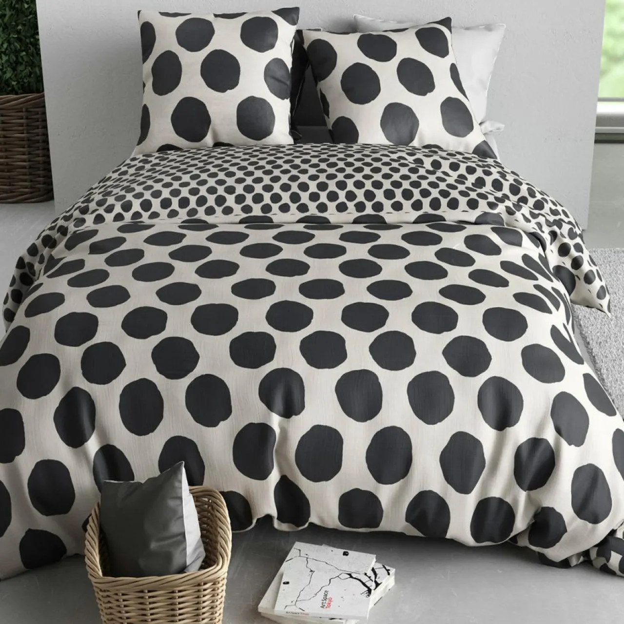 Parure housse de couette Nico noire - 240x220 cm