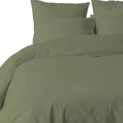 Parure housse de couette unie vert verveine
