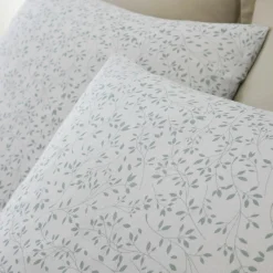 Parure Housse de Couette 100% Gaze de Coton Imprimé Murmure blanche