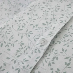 Parure Housse de Couette 100% Gaze de Coton Imprimé Murmure blanche