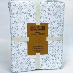 Parure Housse de Couette 100% Gaze de Coton Imprimé Murmure blanche