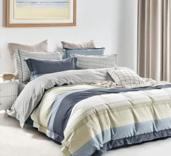 Parure housse de couette en Coton bleue