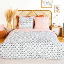 Parure Housse de Couette blanc/rose