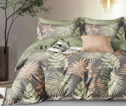 Parure housse de couette 100% Percale de Coton verte