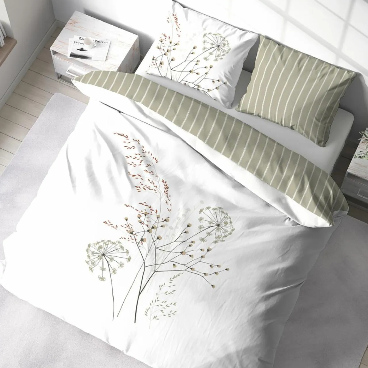 Parure housse de couette Soliflore blanche