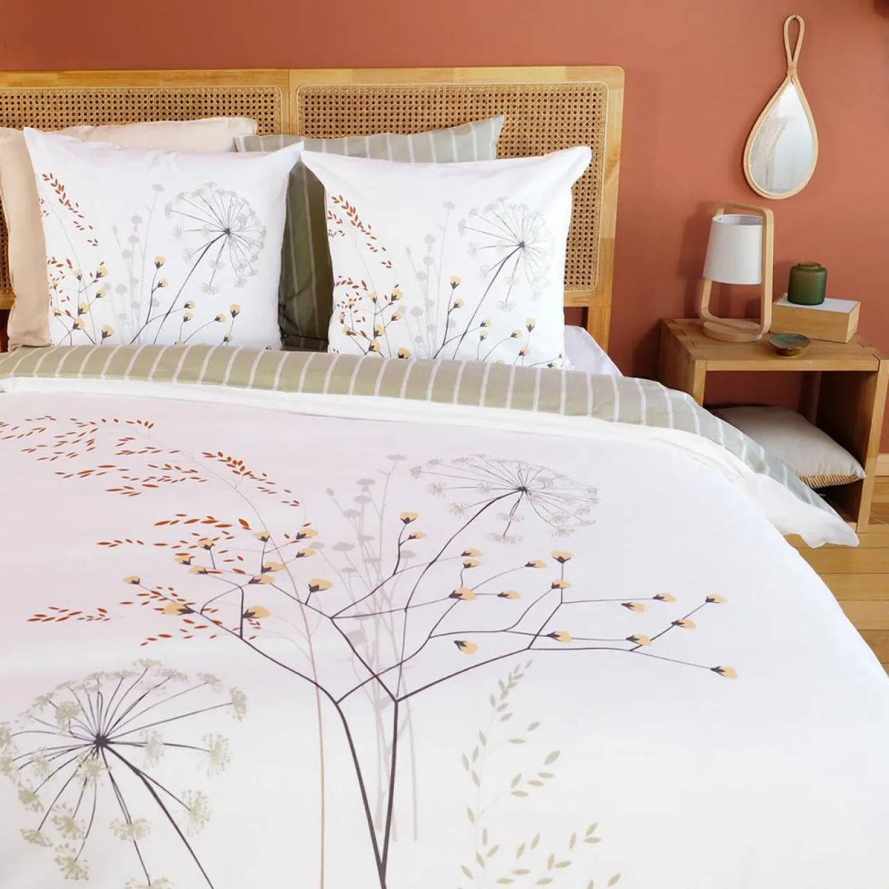 Parure housse de couette Soliflore blanche