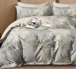 Parure housse de couette 100% Percale de Coton grise
