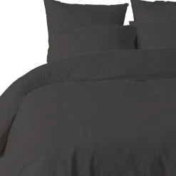 Parure housse de couette unie gris foncé