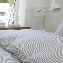 Parure Housse de Couette 100% Gaze de Coton Imprimé Laya blanc/gris