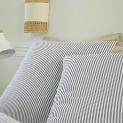 Parure Housse de Couette 100% Gaze de Coton Imprimé Laya blanc/gris