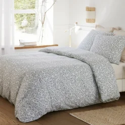 Parure Housse de Couette 100% Gaze de Coton Imprimé Edana grise