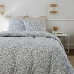 Parure Housse de Couette 100% Gaze de Coton Imprimé Edana grise