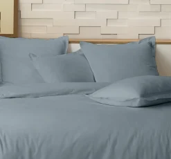 Parure housse de couette 100% Percale de Coton azur