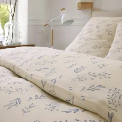Parure Housse de Couette 100% Gaze de Coton Imprimé Liveo blanche