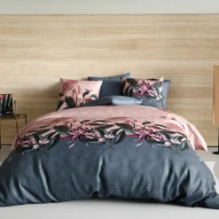 Parure housse de couette Flora rose