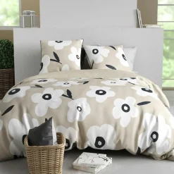 Parure housse de couette Lena beige - 240x220 cm