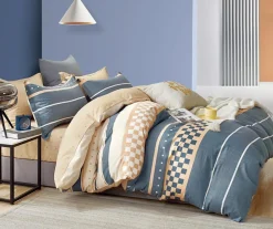 Parure housse de couette 100% Percale de Coton bleue