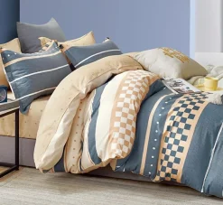 Parure housse de couette 100% Percale de Coton bleue