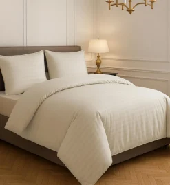 Parure housse de couette 100% Satin de Coton taupe